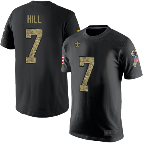 Men New Orleans Saints Black Camo Taysom Hill Salute to Service NFL Football #7 T Shirt